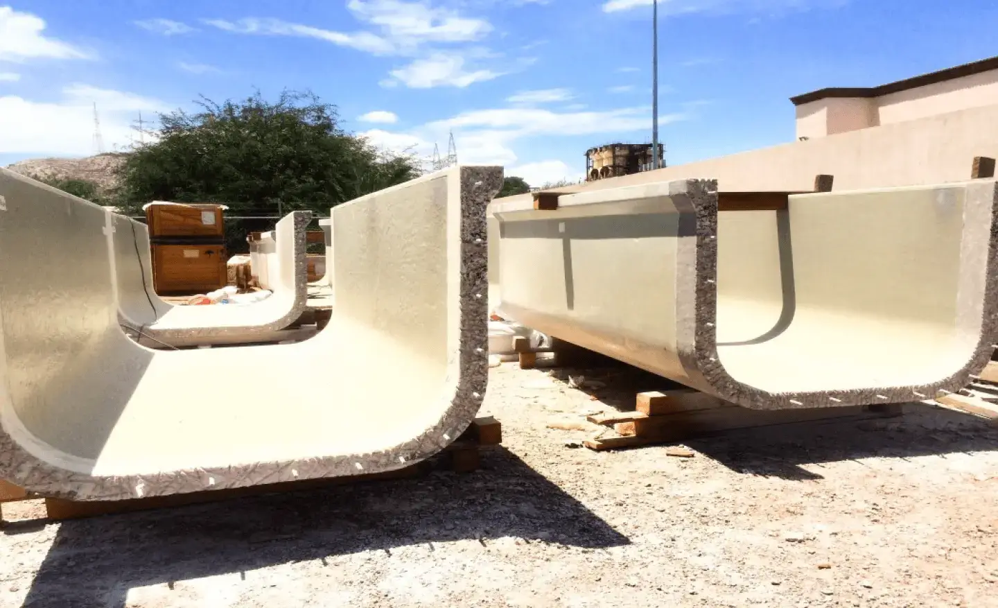 Precast polymer concrete channel sections
